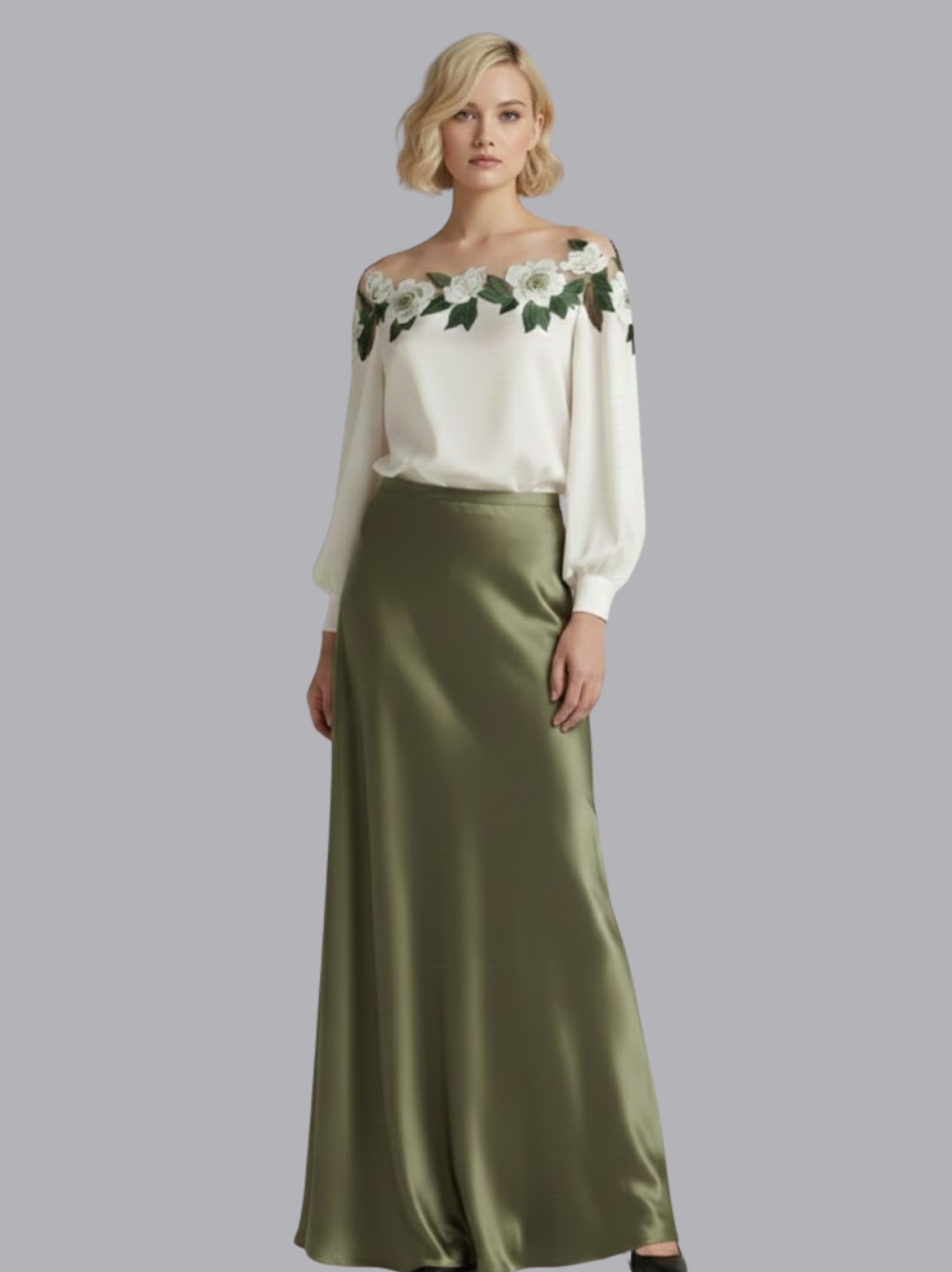 Off Shoulder Long Sleeve Pleated Blouse