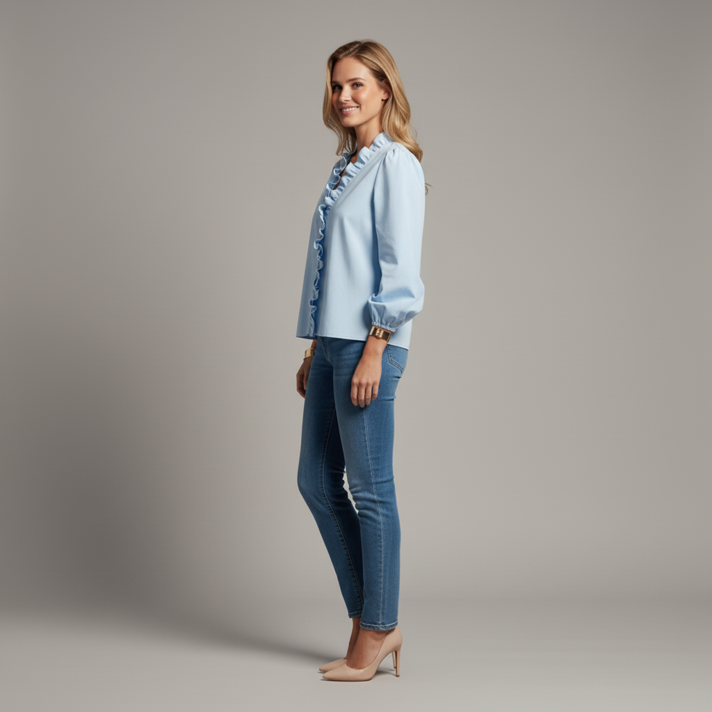 Ruffled V-Neck Blouse