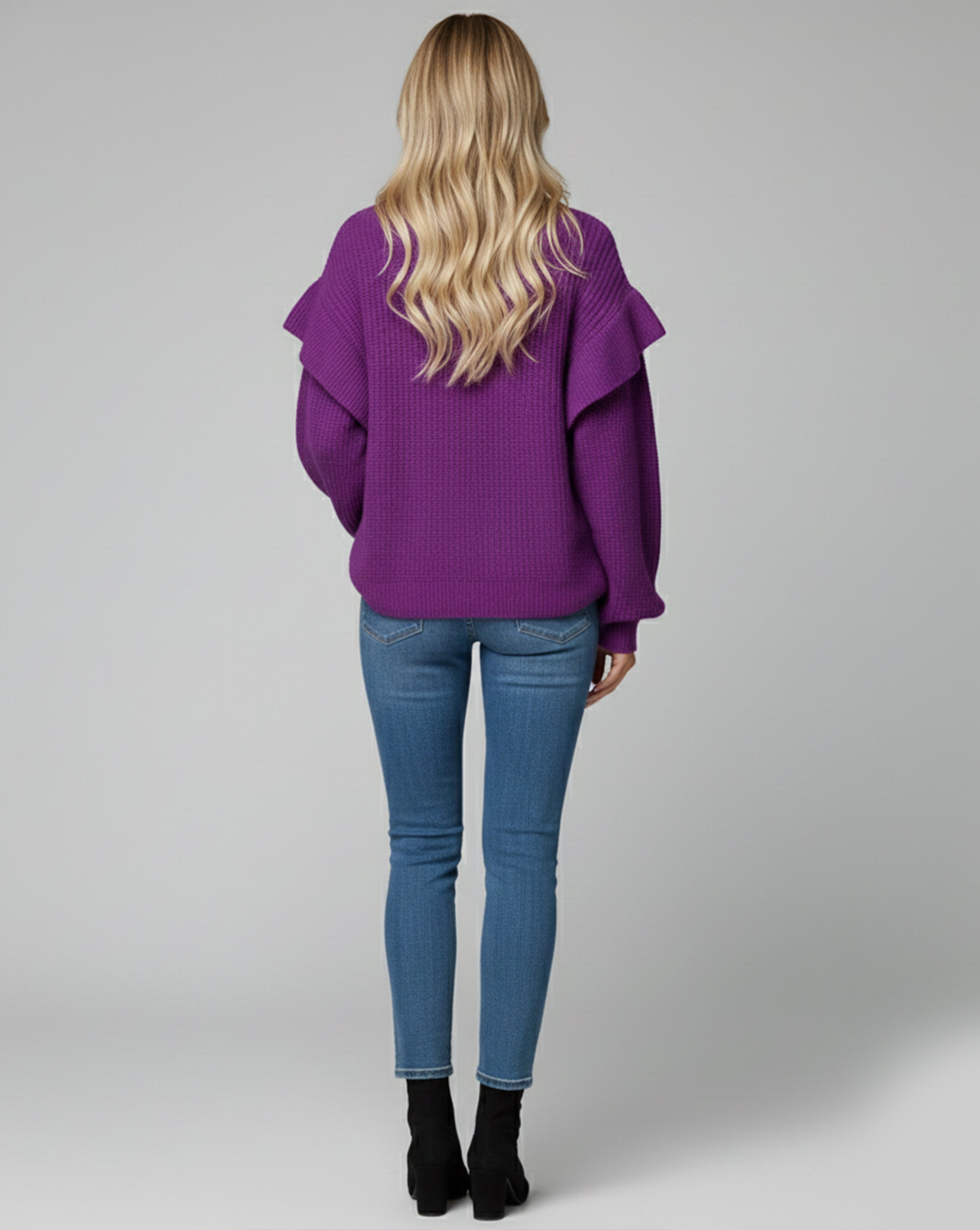 Textured Sleeve Knit Crew Sweater