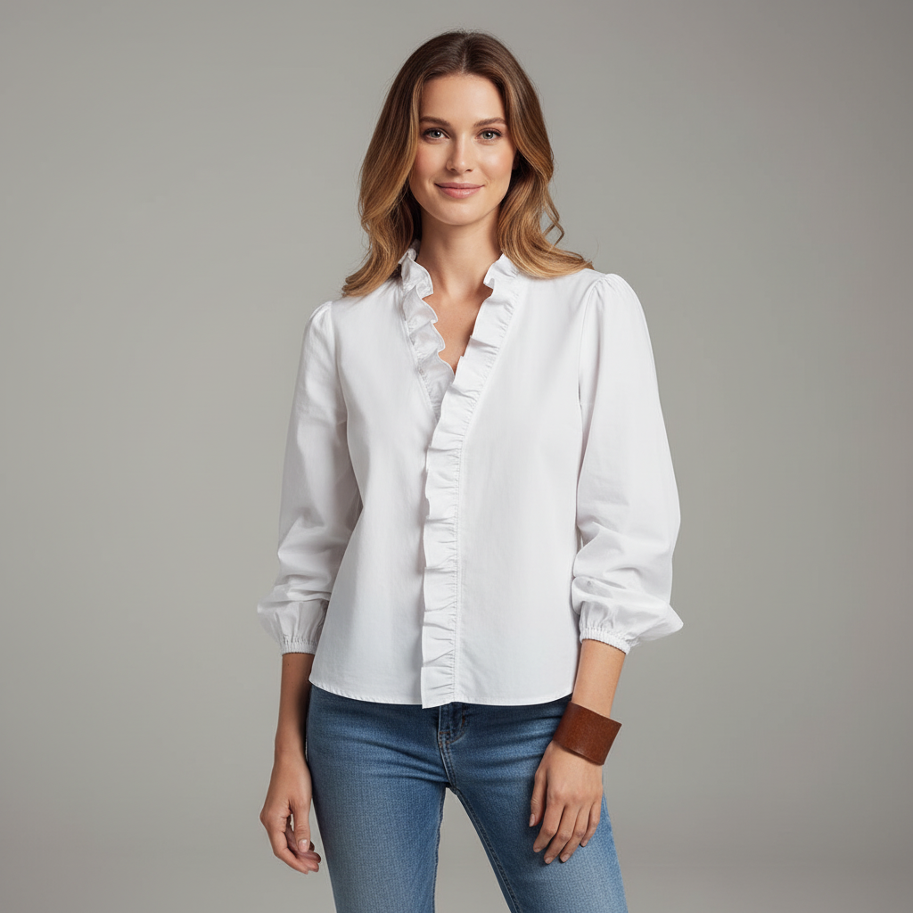 Ruffled V-Neck Blouse