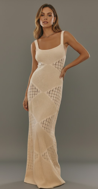 Two-Tone Knit Maxi Dress