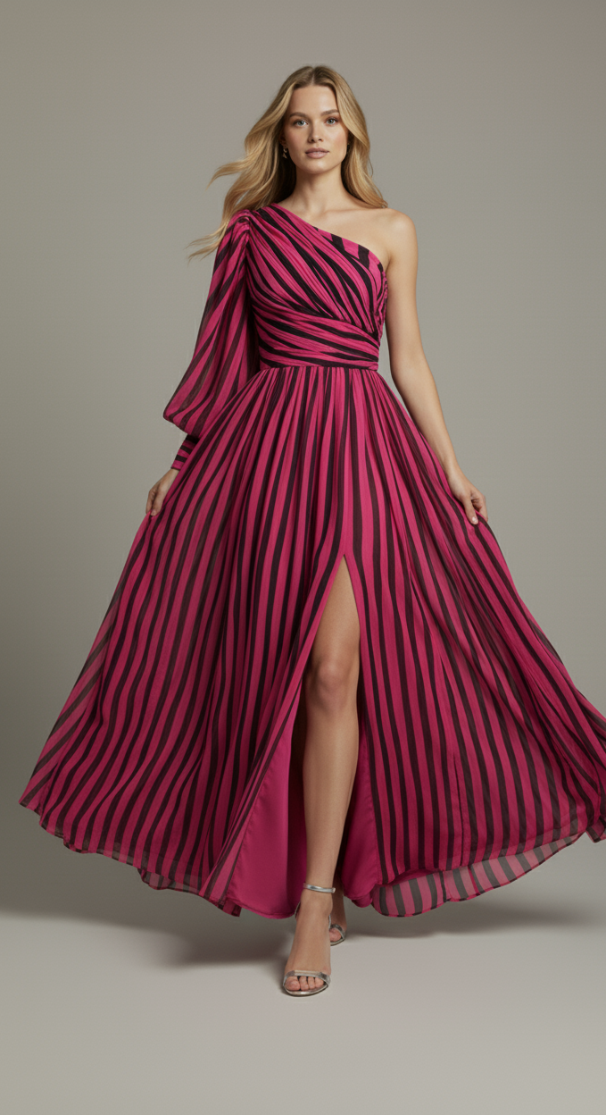 Printed Rose Pendant Maxi Dress