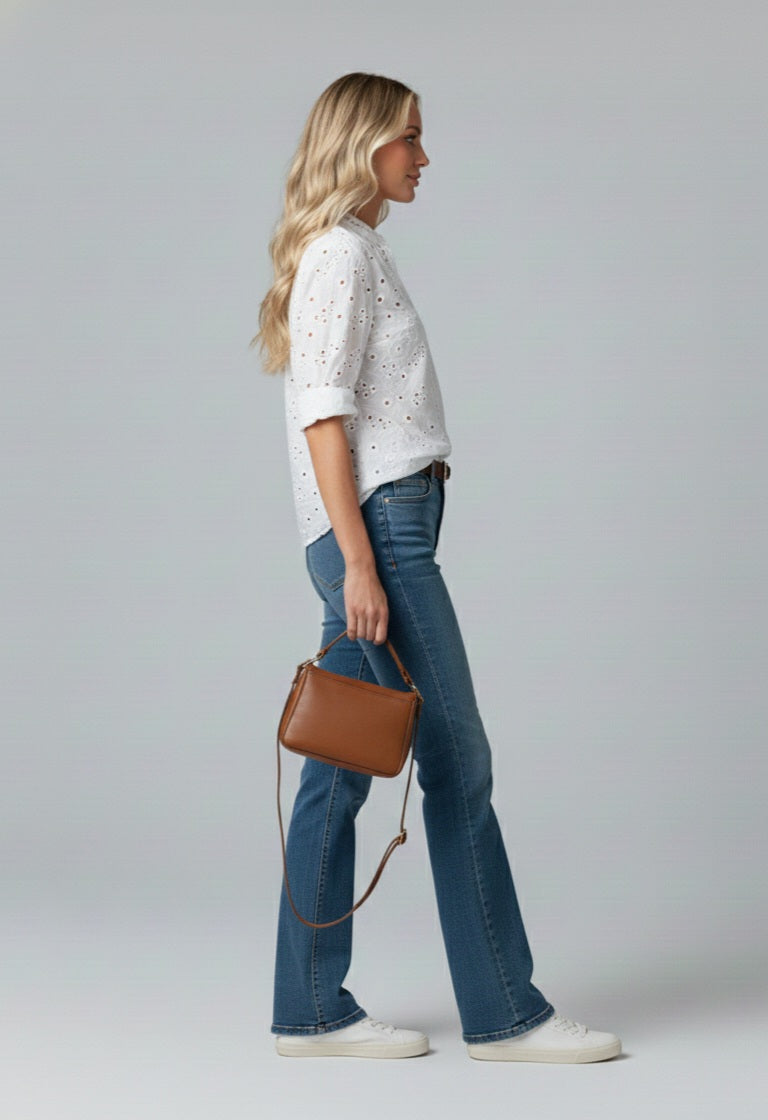 Embroidered Floral Short Sleeve Blouse