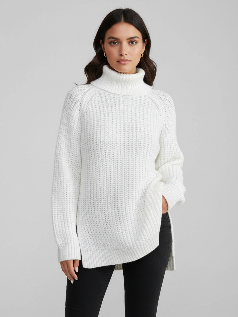 Oversized Knit Turtleneck Pullover Sweater