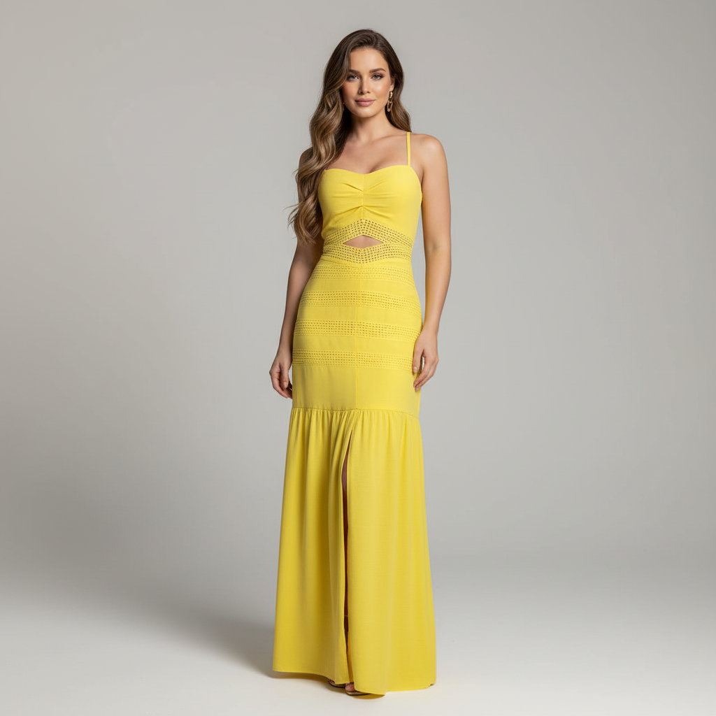 Essence Crochet Lace Fishtail Maxi Dress