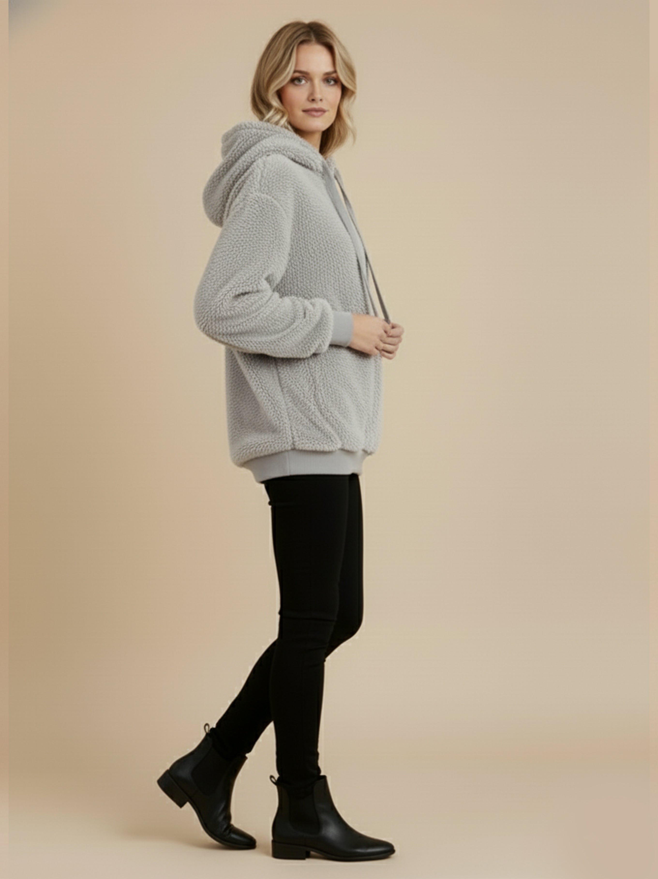 Athena Drawstring Teddy Hoodie